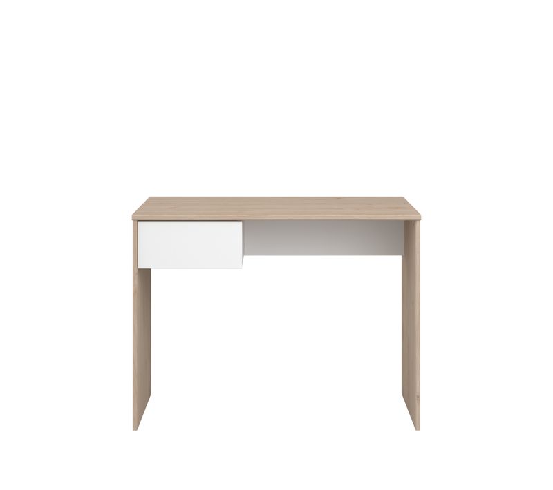 Bureau 1 tiroir SHELTER Imitation chêne et blanc