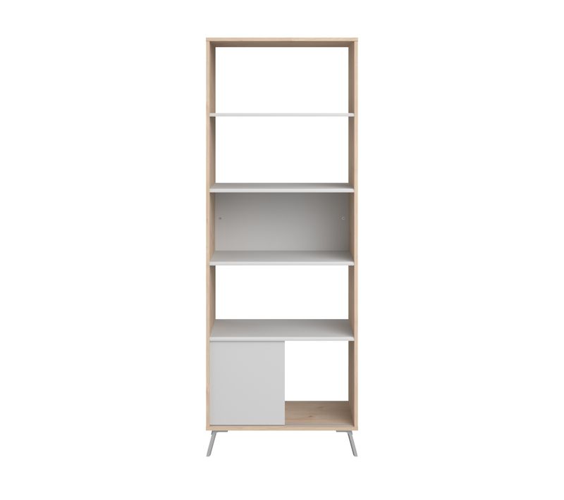 Bibliothèque Ara-184cm-4 étagères-gris Clair/chêne