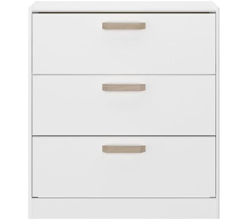 Commode Dream 3 Tiroirs - Panneau De Particules - Décor Blanc - L79.7 X H87.8 X P43.8 Cm