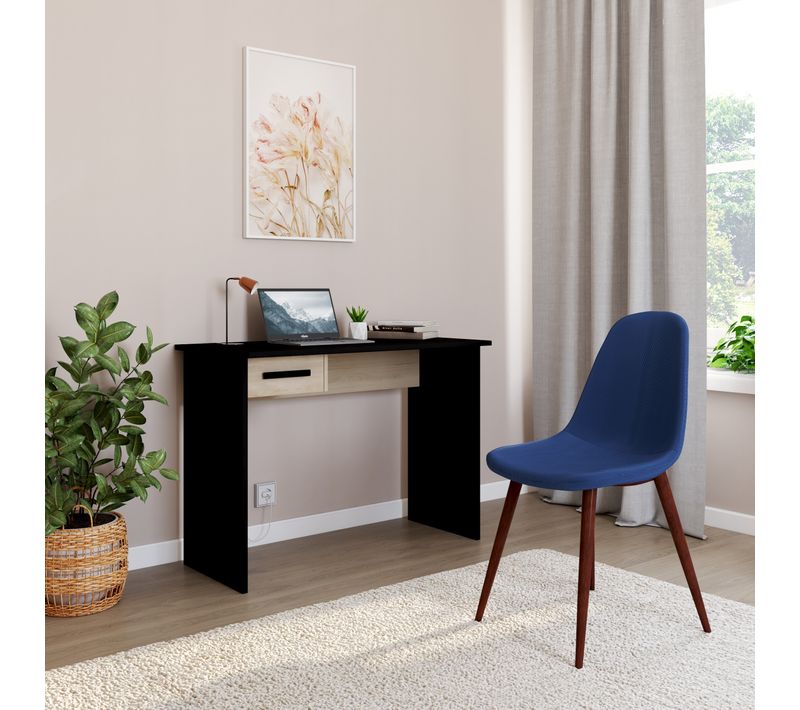 Bureau 1 tiroir MILO Noir et imitation Chêne