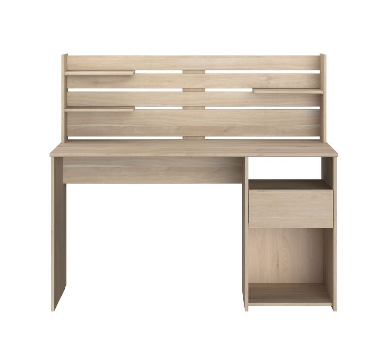 Bureau Avec Réhausse Escale - Décor Chene - L 138 X P 60 X H 120 Cm -
