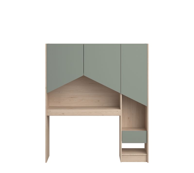 Environnement lit ou bureau SHELTER imitation chêne et vert