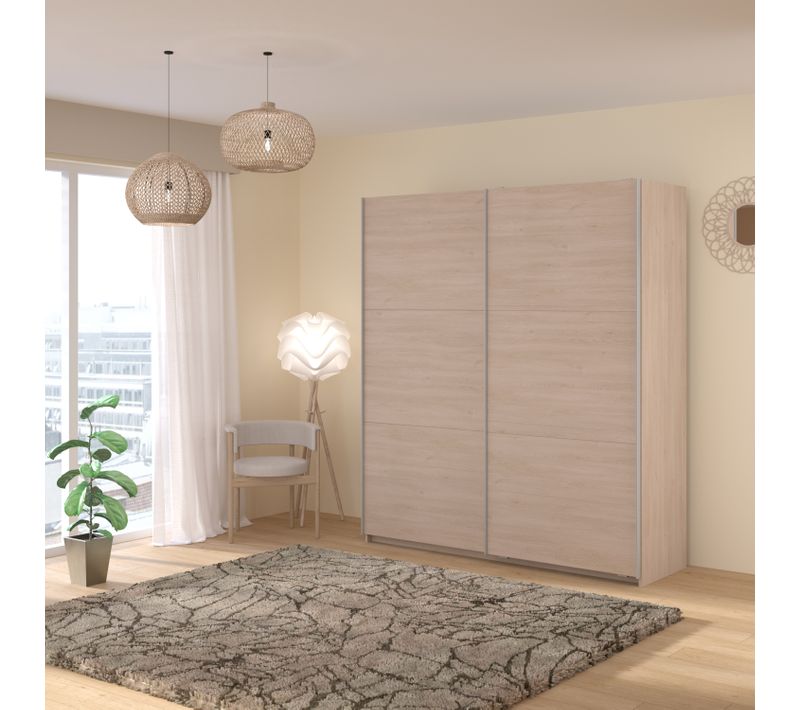 Armoire 2 portes couli. L.180 SWING imitation chêne