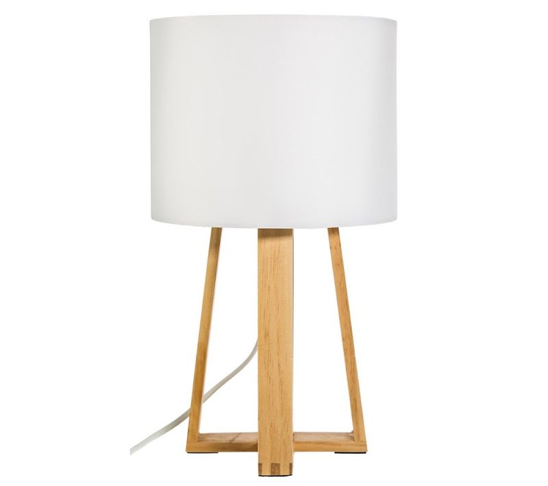 Lampe Pied Bois Molu Blanc