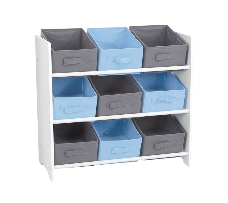 Meuble 9 Panières Pour Enfant Bleu Gris