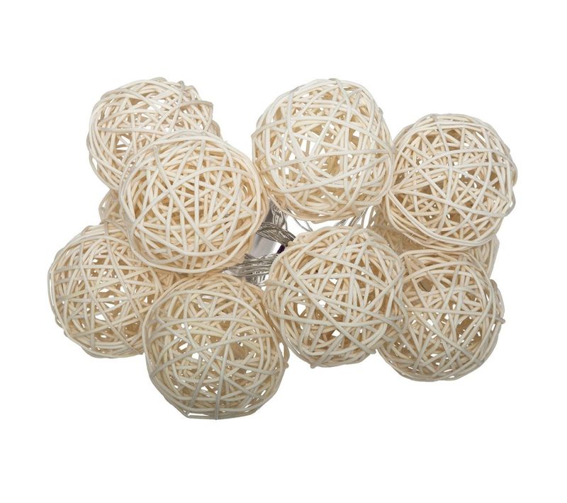 Guirlande Lumineuse 10 Boules LED En Rotin