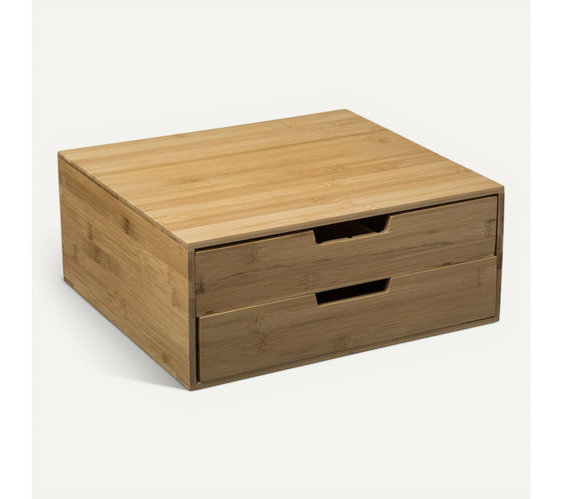 Porte Capsules 2 Tiroirs Bambou