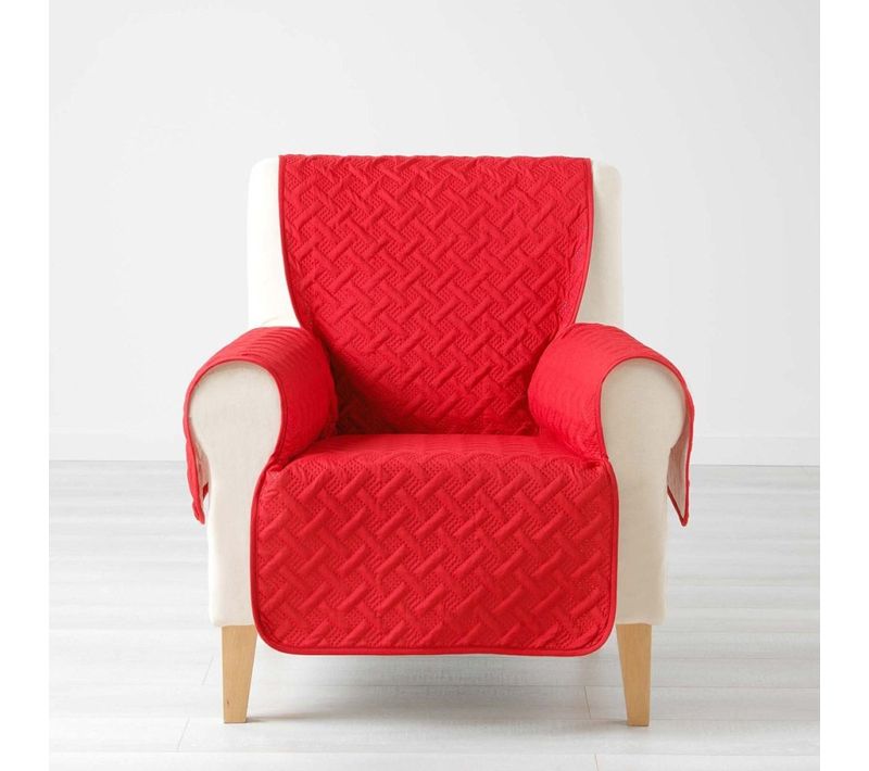 Protège Fauteuil Matelassé Uni Lounge Rouge