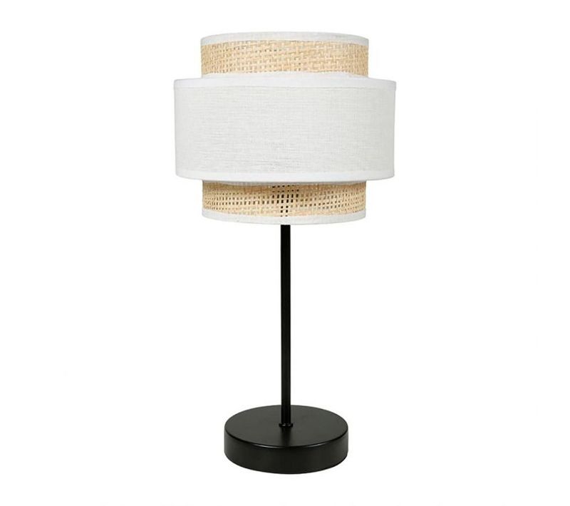 Lampe Abat-jour Papier Rotin 3 Niveaux Blanc