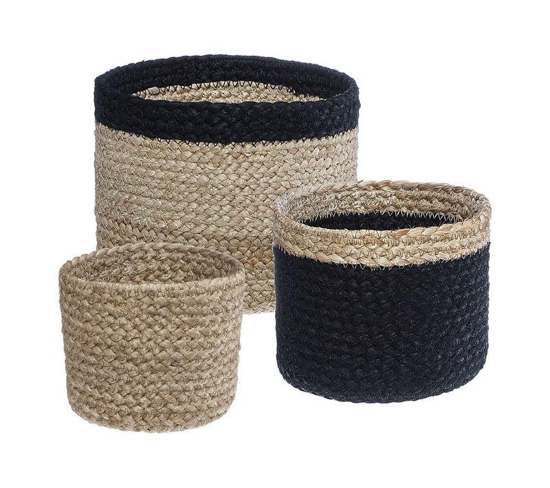 Lot De 3 Paniers Jute Noir