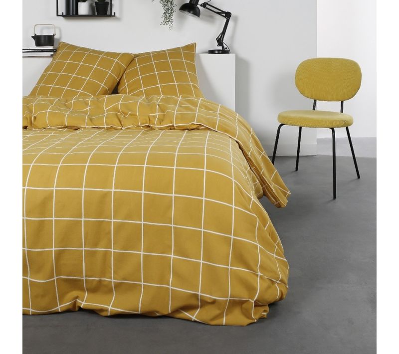Housse De Couette 260x240 Carjaune + 2 Taies 100% Coton Flanelle
