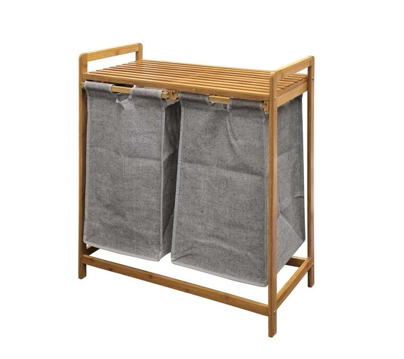 Meuble à Linge 2 Paniers Amovibles Bambou Tao