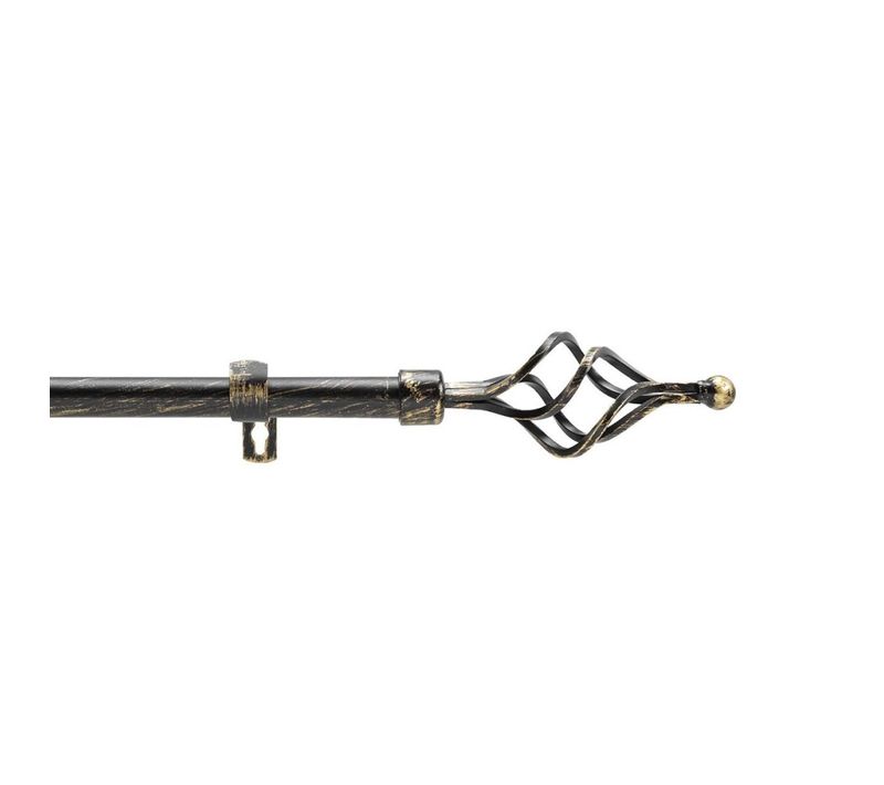 Kit Tringle Extensible 120 à 210 Cm Patiné Twisty Noir Or