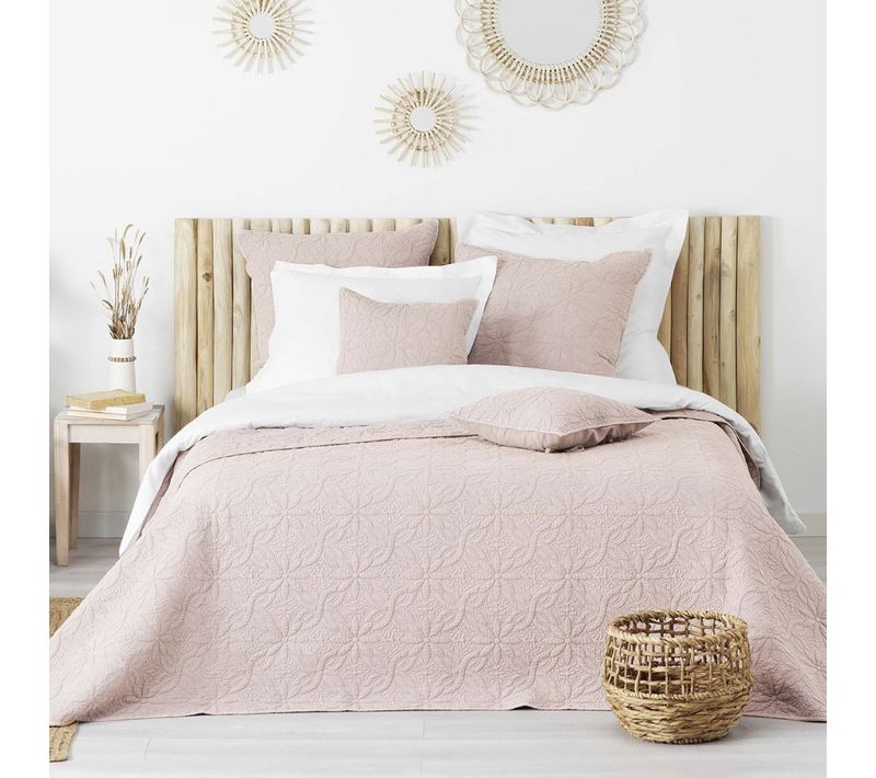 Couvre-lit 2 Personnes Matelassé 220x240 Microfibre Uni Florette Rose