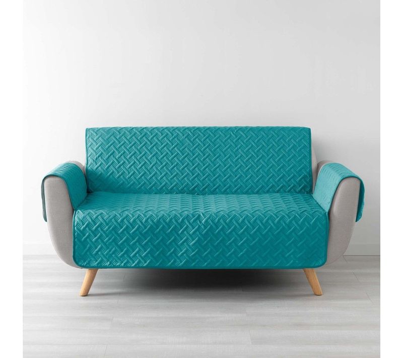 Protège Canapé 2 Places Matelassé 223x179 Cm Uni Lounge Pétrole