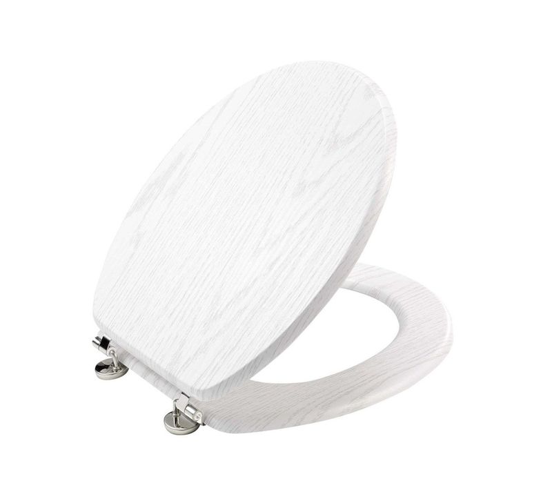Abattant Wc Mdf Charnières Métal Effet Bois Strata Blanc