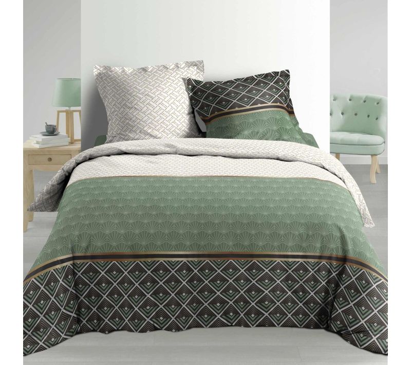 Housse De Couette 260x240 + 2 Taies Belor Coton Percale 78 Fils