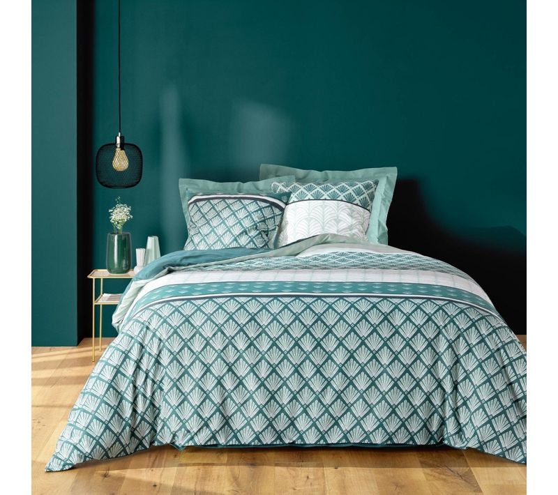 Housse De Couette 240x220 + 2 Taies Stria Emeraude