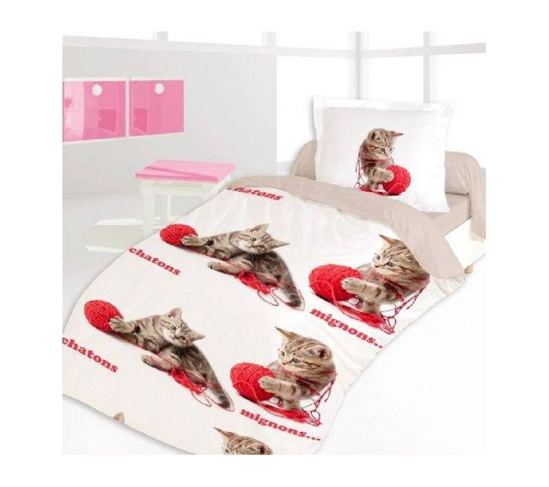 Housse De Couette 140x200 Chatons Si Mignons + 1 Taie