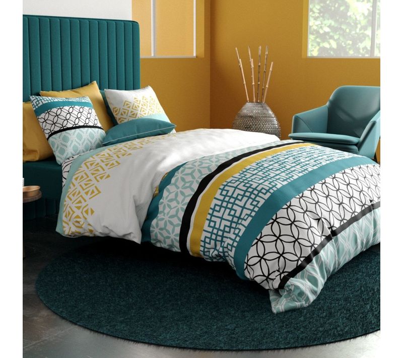 Housse De Couette 240x220 Cite D'or + 2 Taies Coton 57 Fils