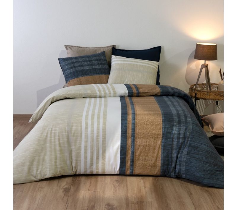 Housse De Couette 240x220 Romane + 2 Taies Coton 57 Fils