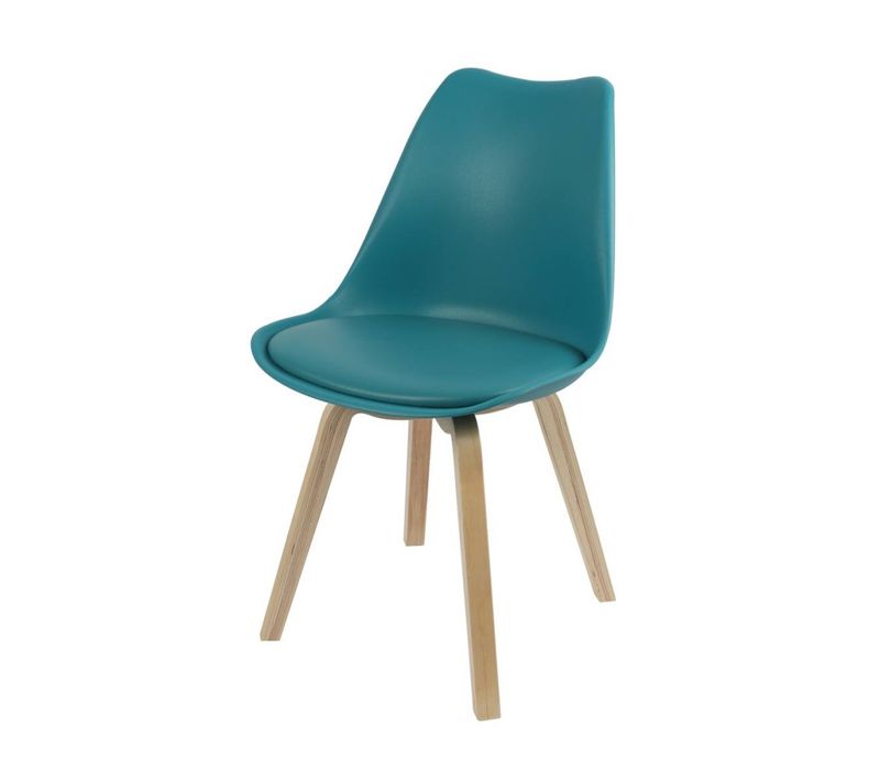 Chaise Scandinave Bleu Canard Avec Coussin