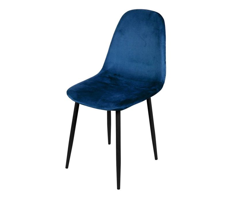 Chaise Velours Bleu Et Pieds Métal