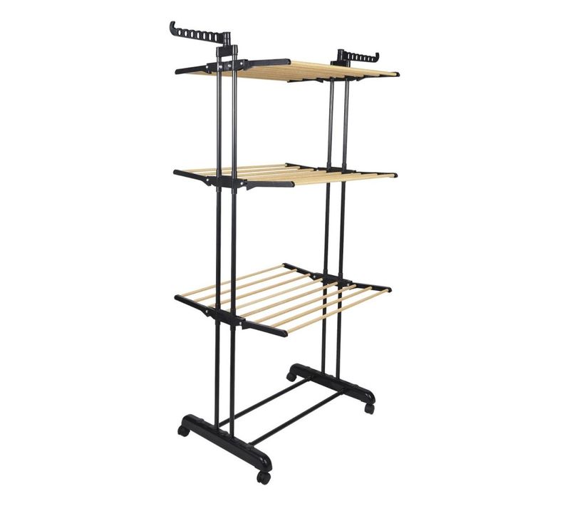 Etendoir à Linge Effet Bois 16m Étendage 3 Étages