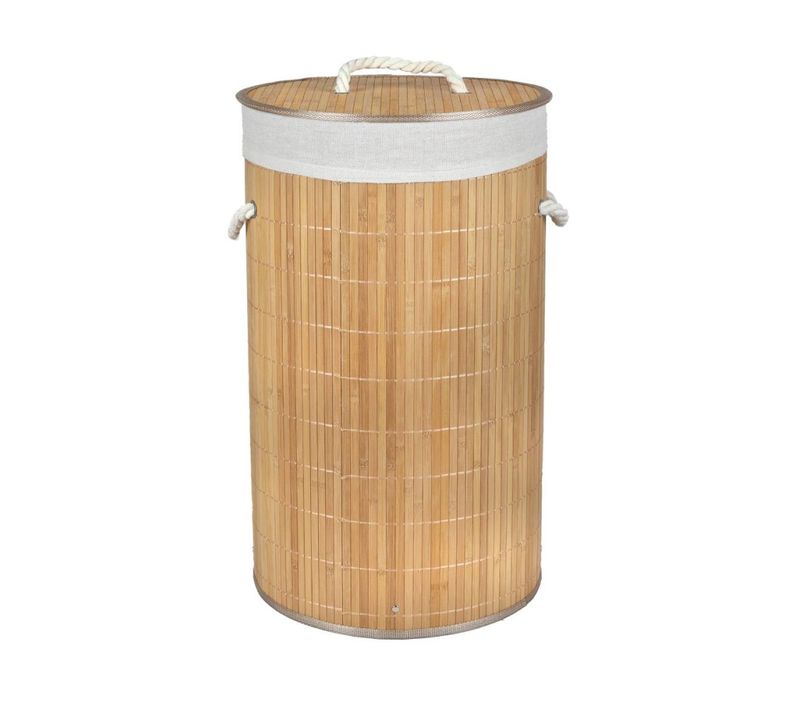 Panier à Linge Rond En Bambou Avec Couvercle