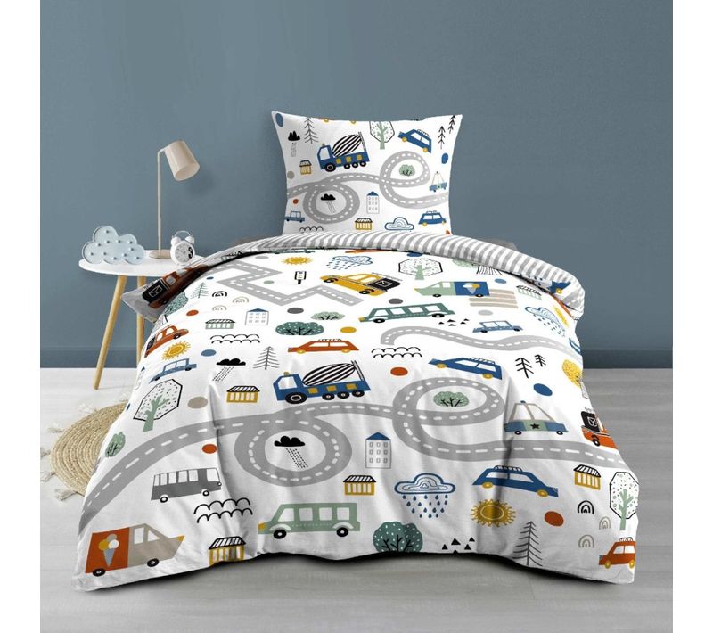 Housse De Couette 140x200 + 1 Taie Bolide 100% Coton