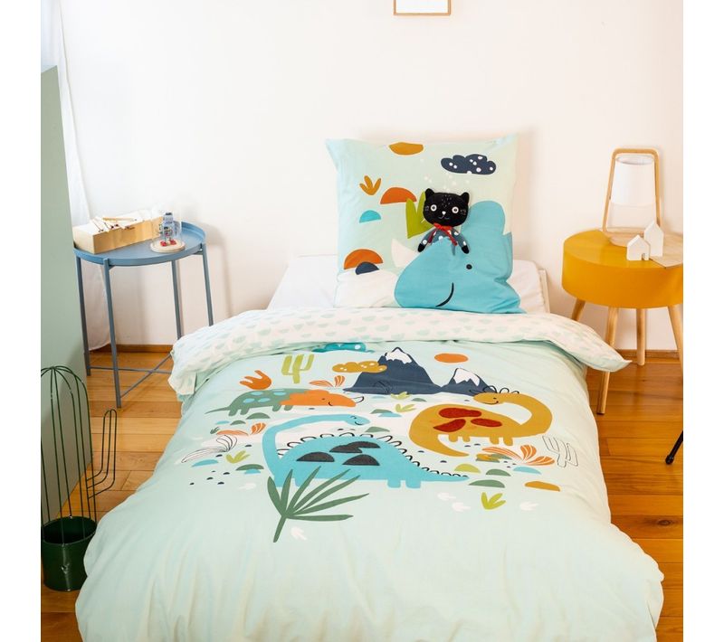 Housse De Couette 140x200 Réversible + 1 Taie En Coton Adouci