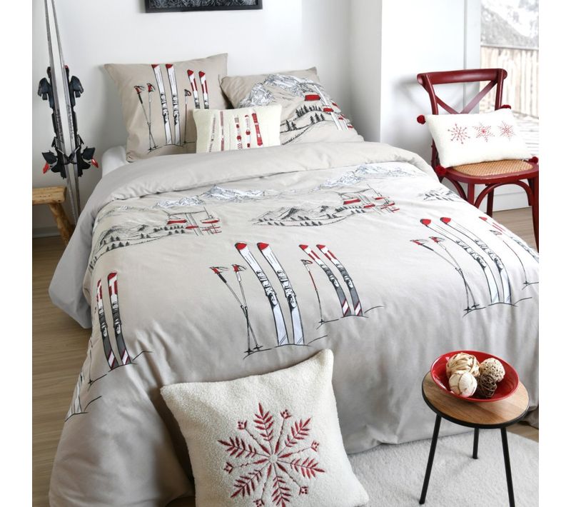 Housse De Couette 240x220 Alpes + 2 Taies Coton 57 Fils