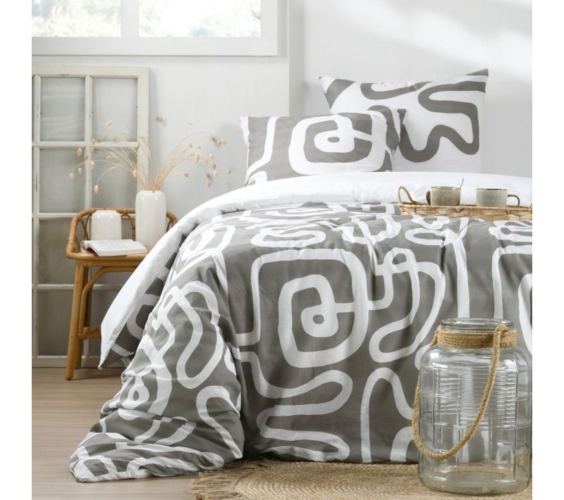 Housse De Couette 260x240 Pinto + 2 Taies Coton 57 Fils