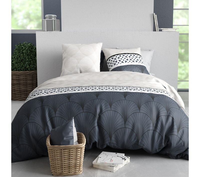 Housse De Couette 240x220 + 2 Taies En Coton 57 Fils