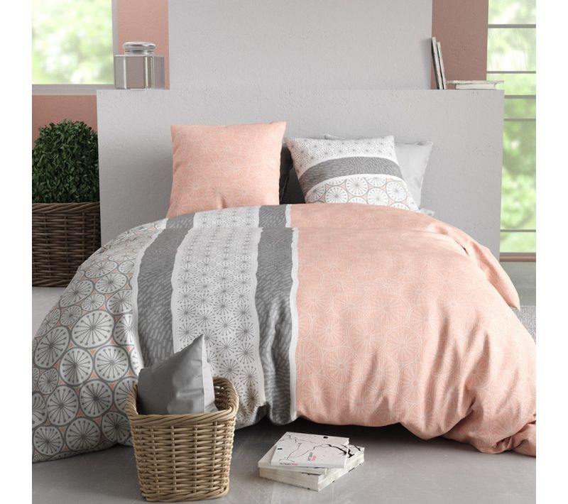 Housse De Couette 240x220 + 2 Taies En Coton 57 Fils