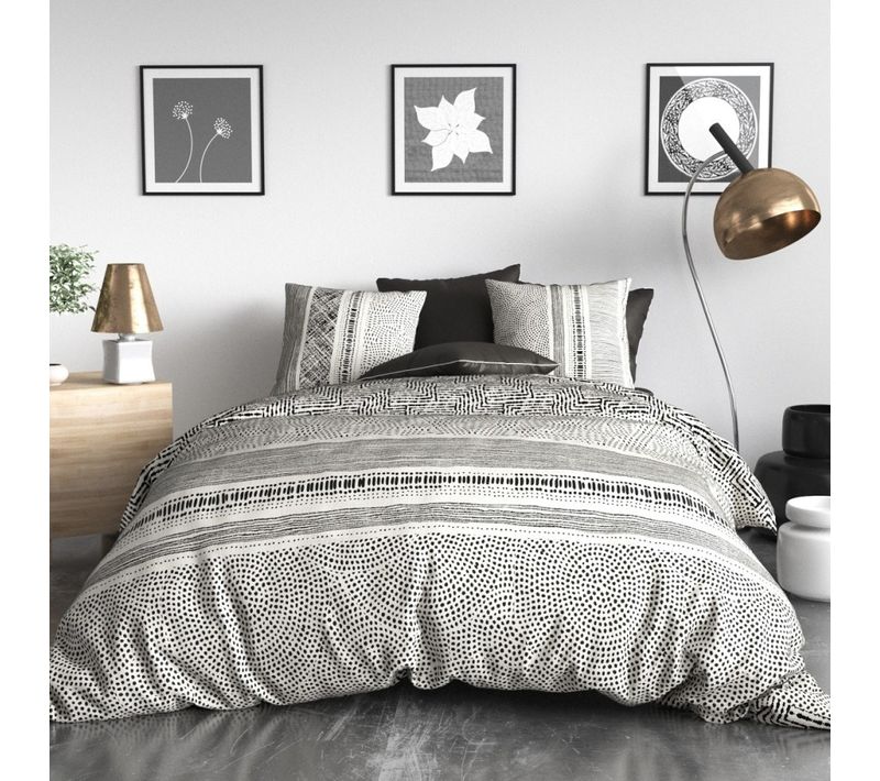 Housse De Couette 240x220 + 2 Taies En Coton 57 Fils