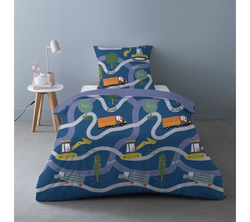 Housse De Couette 140x200 Road + 1 Taie D'oreiller