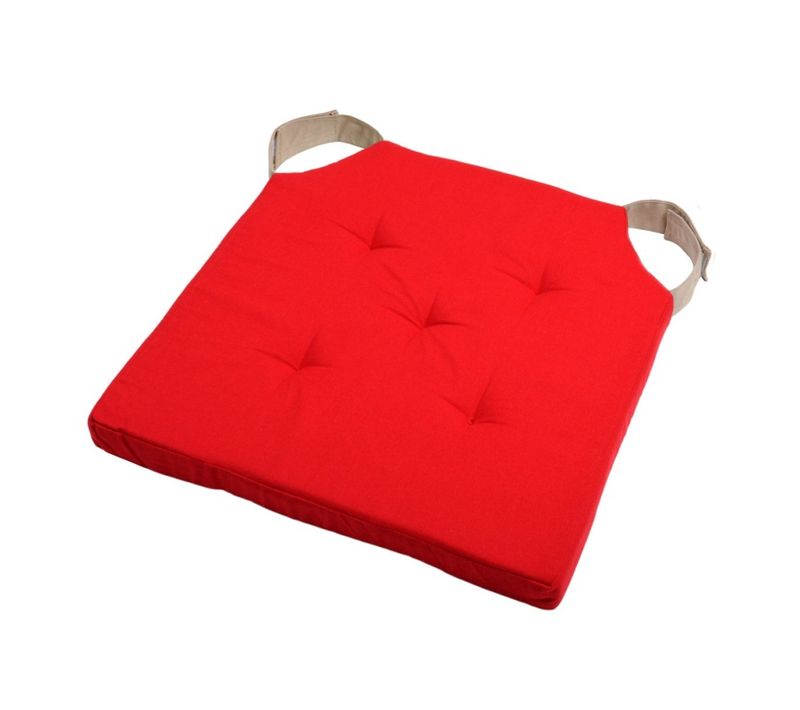 Lot De 4 Galettes De Chaise Attaches Velcro 38x38 Coloris Rouge