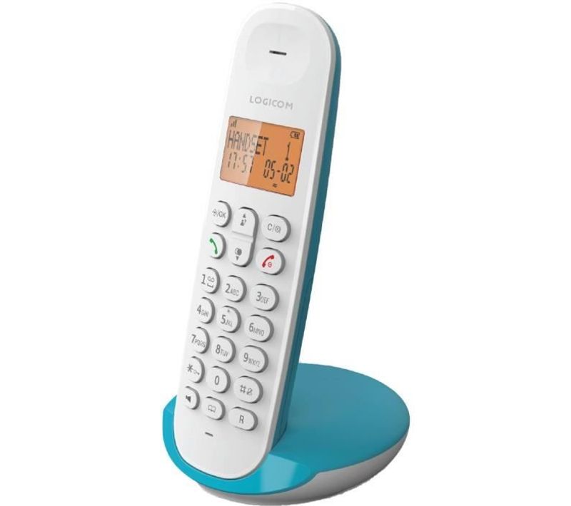Téléphone Fixe Sans Fil - Logicom - Dect Iloa 150 Solo - Turquoise - Sans Répondeur