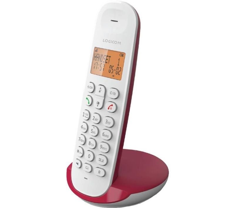 Téléphone Fixe Sans Fil - Logicom - Dect Iloa 150 Solo - Framboise - Sans Répondeur