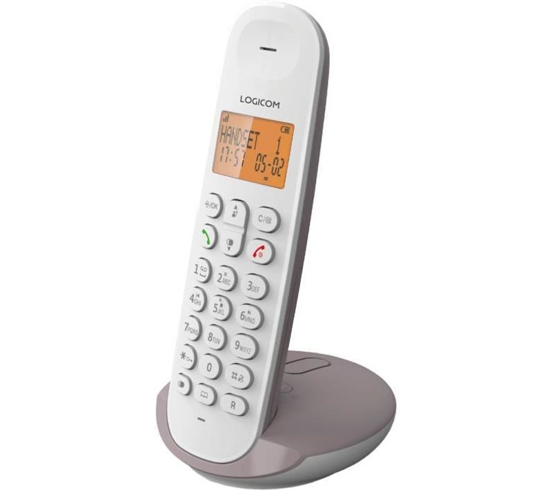 Téléphone Fixe Sans Fil - Logicom - Dect Iloa 155t Solo - Taupe - Avec Répondeur