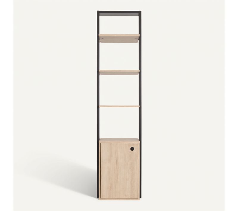 Bibliothèque 1 porte L. 48 cm DUPLEX Imitation châtaignier et noir