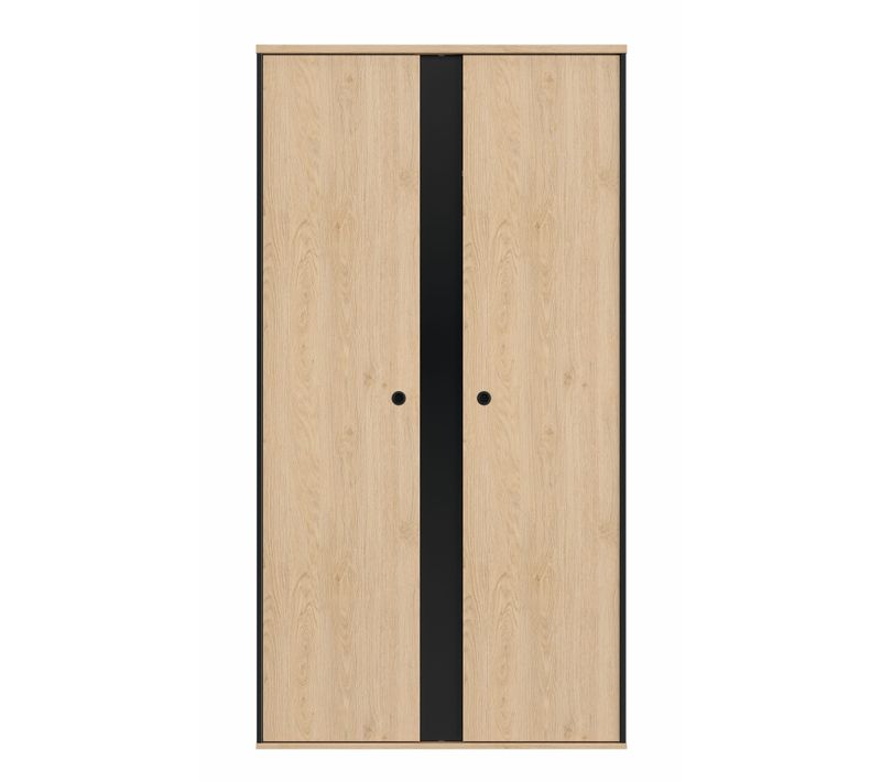 Armoire 2 portes DUPLEX imitation châtaignier et noir