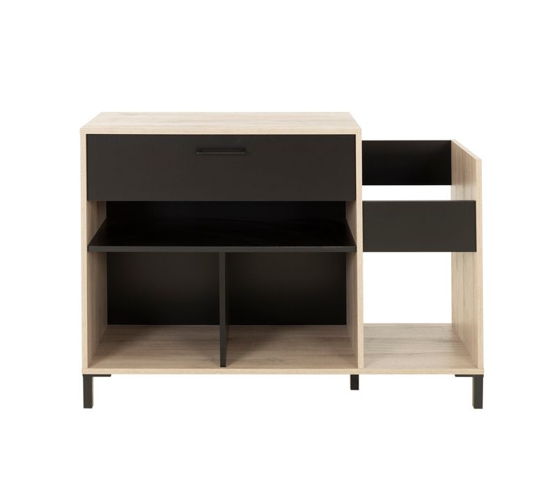 Gami Platine - Meuble Vinyles L115 X P40 X H81 Cm, Chêne Kronberg et Noir
