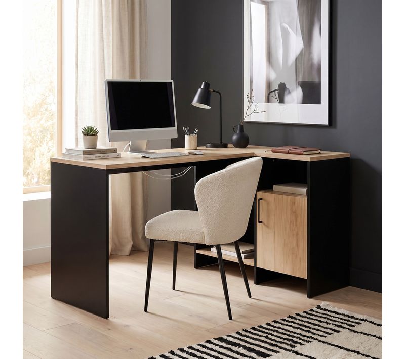 Bureau d'angle KOOPER Imitation chêne et noir