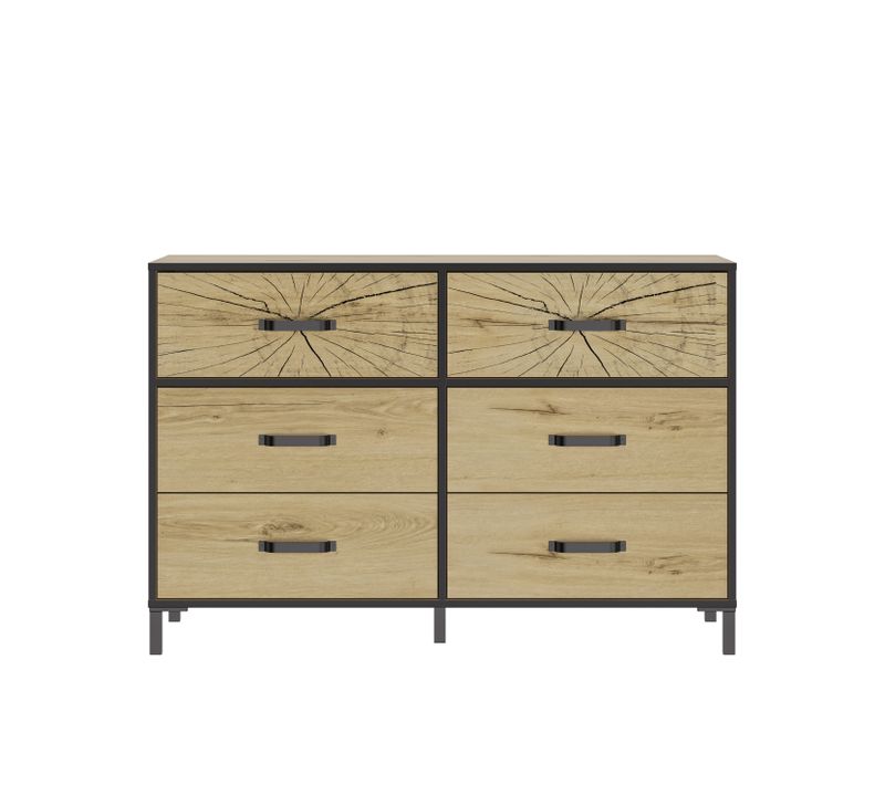 Commode 6 tiroirs ARMOR imitation chêne