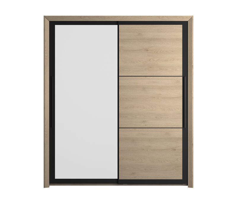 Armoire 2 portes coulissantes L.191 cm BRUGGES imitation châtaignier naturel