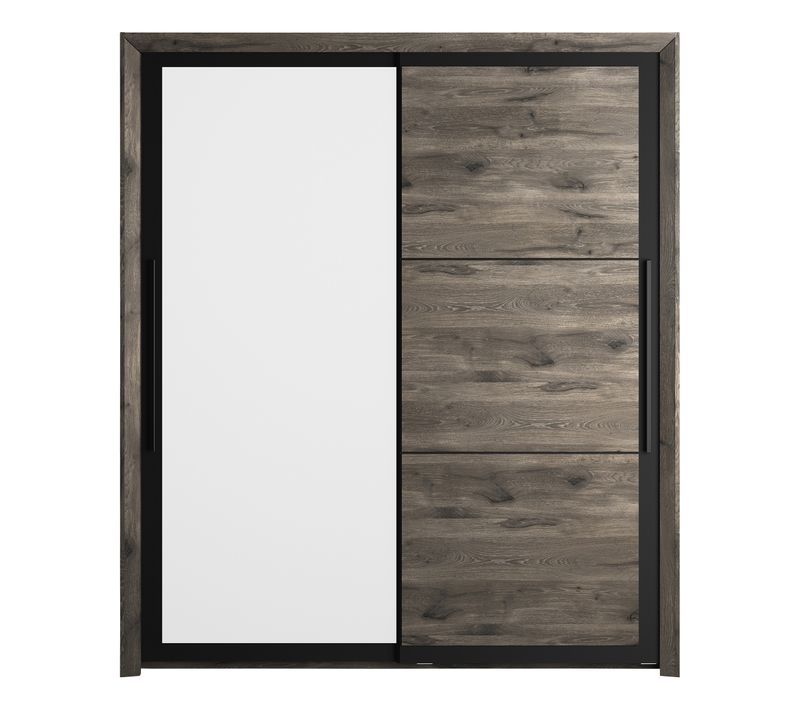 Armoire 2 portes coulissantes L.191 cm BRUGGES imitation chêne brun