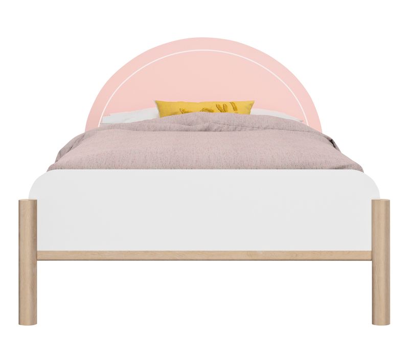 Lit 90 x 190 cm ROMY imitation chêne, rose et blanc