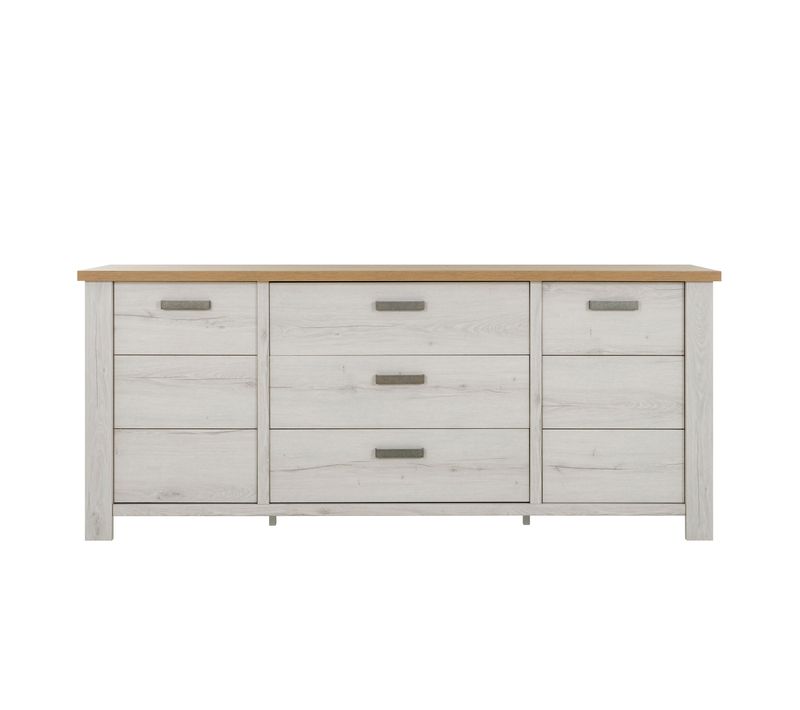 Buffet L. 220 cm MANOSQUE Imitation chêne blanchi